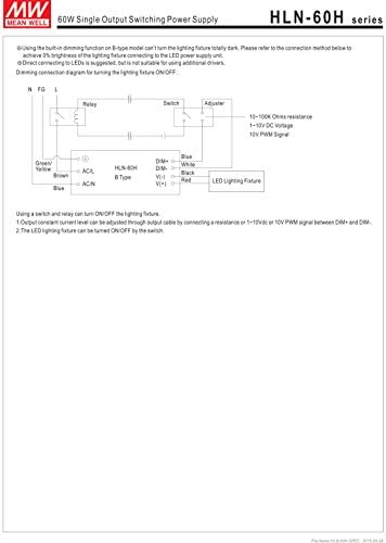 [PowerNex] ממוצע Well HLN-60H-42A 42V 1.45A 60.9W פלט יחיד LED ספק כוח חשמל עם PFC